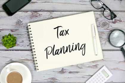 Notebook that says tax planning on it